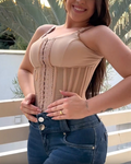 Women New Hourglass Shapewear Vest Waist Steel Belt Tan