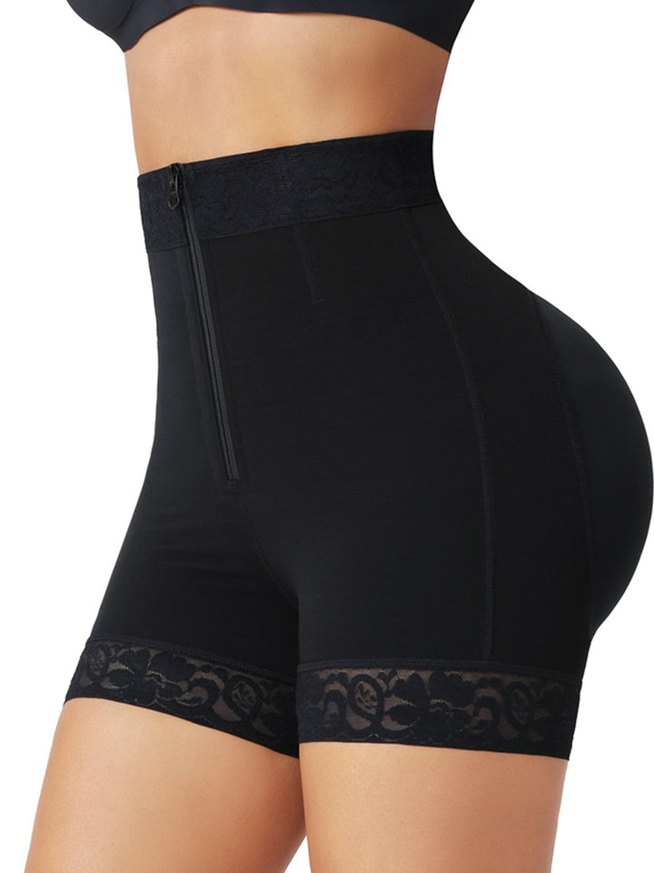 High Waist Front Zipper Butt Lifter Shorts