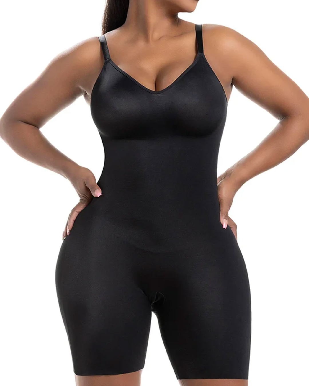 Daily Use Comfy Tummy Control Shapewear Bodysuit Mid Thigh With Built-In Bra