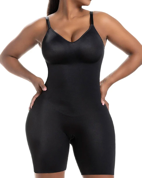 Daily Use Comfy Tummy Control Shapewear Bodysuit Mid Thigh With Built-In Bra