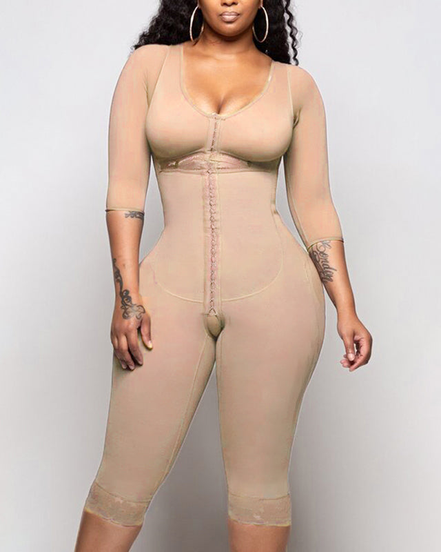 Tummy Control Hook And Eye Closure Support Shapewear Beige