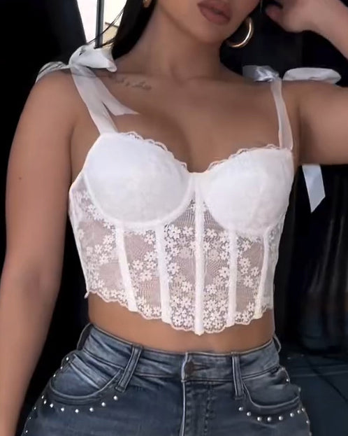 Sexy Lace-Up Corset Top White
