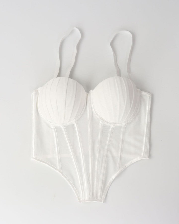 Sexy Sheer Mesh Suspender Corset Top