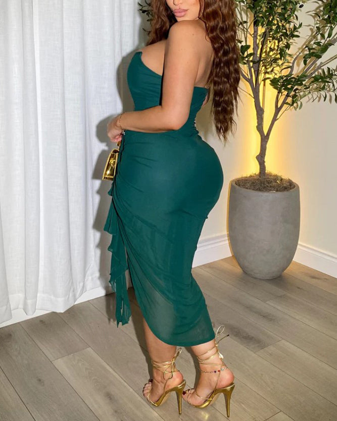 Women's Bandeau Mesh Slimming Dress