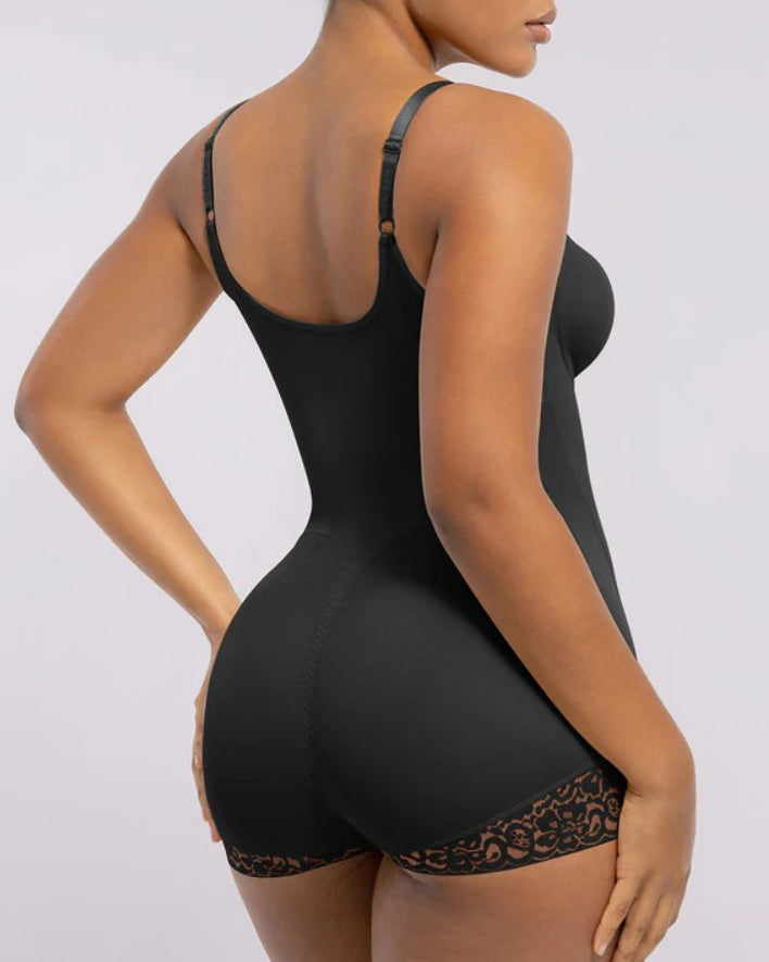 Front-Zip Sleeveless Tummy Sculpt Bodysuit