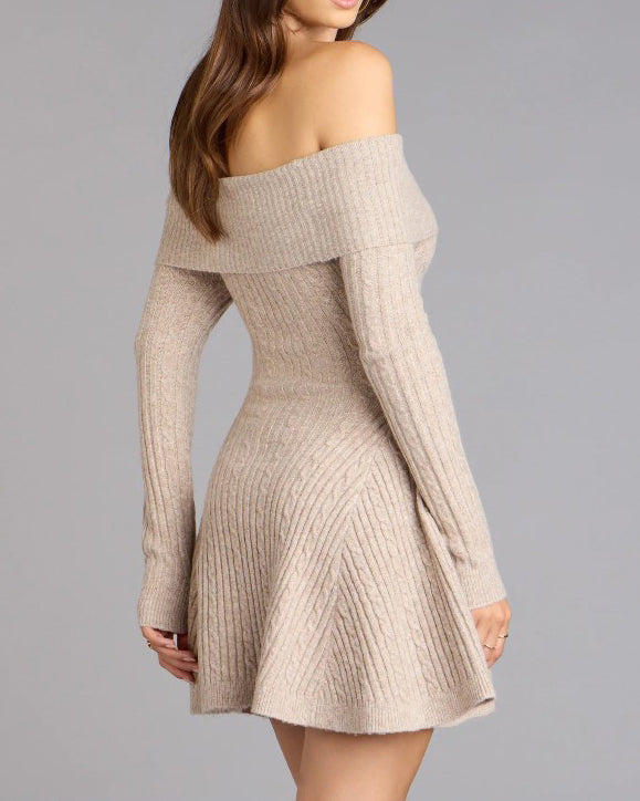 Women's Knitted Off-Shoulder Slim-Fit Dress
