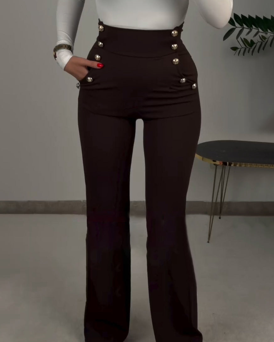Women's High-Waisted Slim Yoga Pants Brown