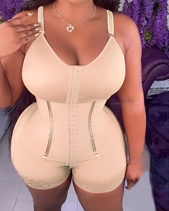 Women High Compression Tummy Control Hook And Eye Bodyshaper With Bra Tan