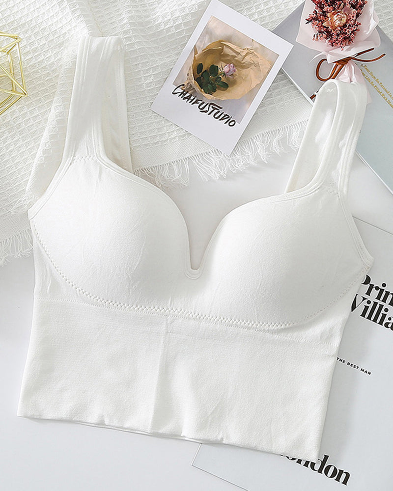 Shockproof Without Wire 3D Push-up Running Sports Bra White