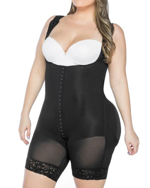 Front Hook Eye Adjustable Straps Shapewear Black