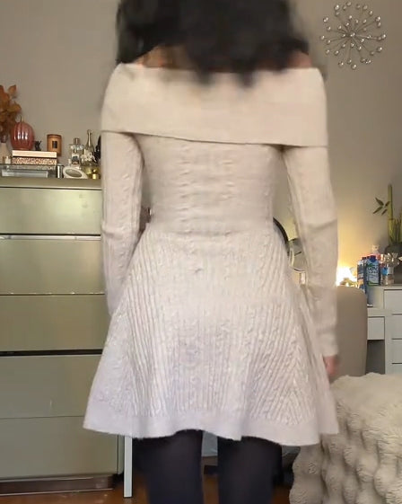 Women's Knitted Off-Shoulder Slim-Fit Dress
