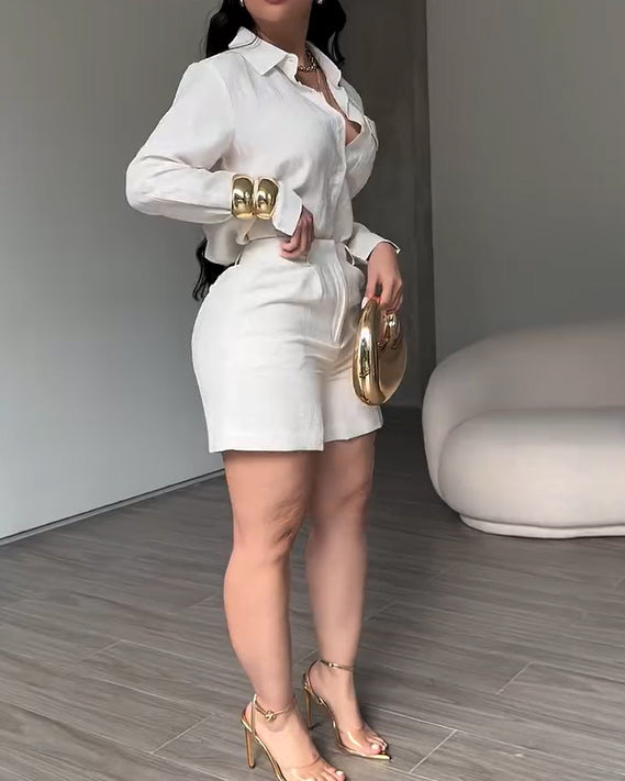 2 Piece Sets For Women Fashion Casual Shirts And Shorts