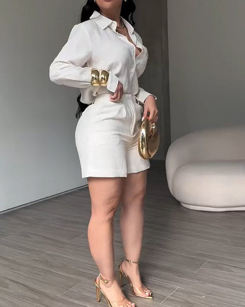 2 Piece Sets For Women Fashion Casual Shirts And Shorts