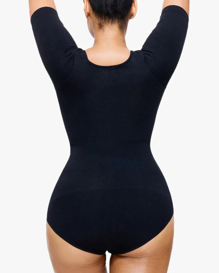 Round Neck Short Sleeve Slimming Shaping Thong Bodysuit