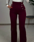 Women's High-Waisted Slim Yoga Pants DarkRed