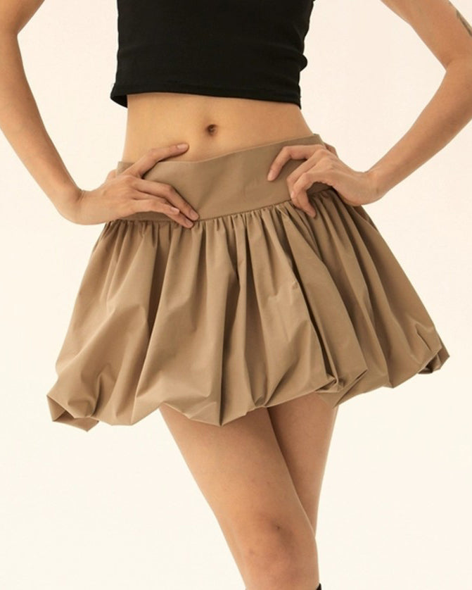 Women's High-Waisted Puffy Skirt Tan
