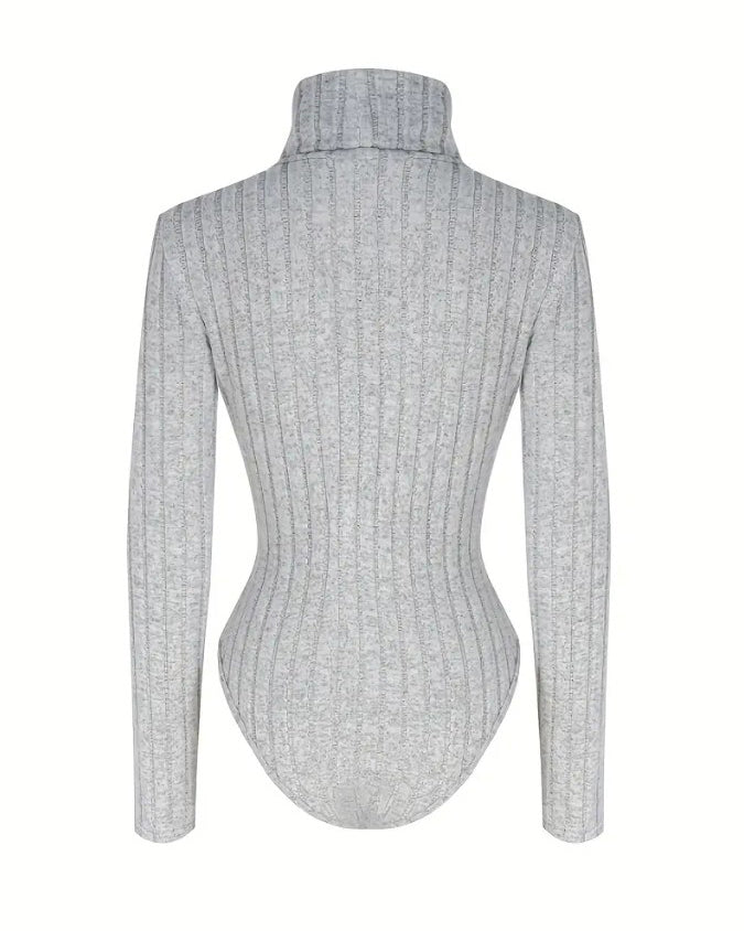 Knitted Long-Sleeved Turtleneck Slim-Fit Bodysuit