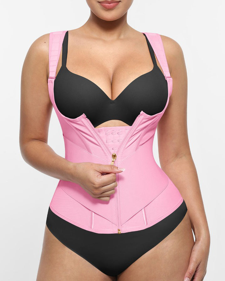 Double-Layer Tummy Compression Waist Trainer Vest Pink