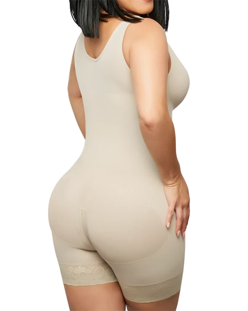 Compression Control Abdomen Buttoned Fitness Bodysuit