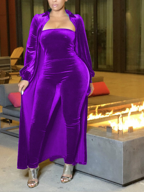 Velvet Jumpsuit & Duster Set--Clearance