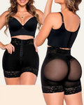 Hook-Eye Closure High Waist Shaping Shorts Black