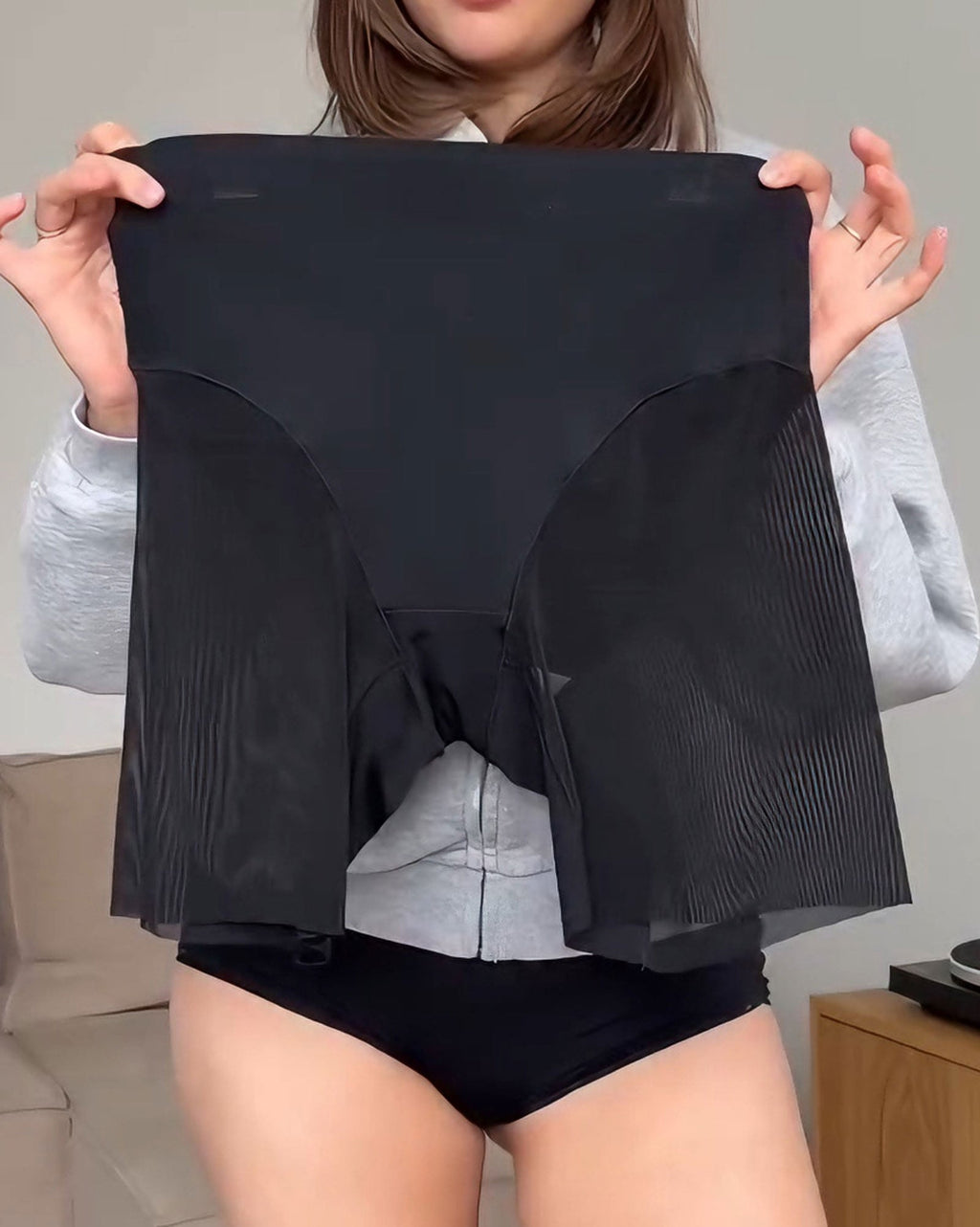 High Waisted Sheer Mesh Hip Lifting And Anti Friction Mid Thigh Shaping Shorts