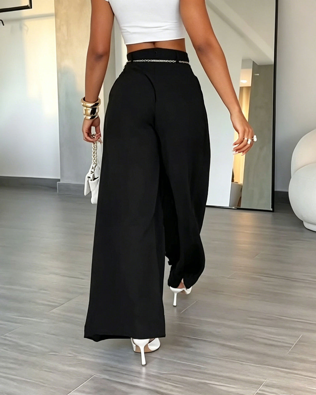 High-Waisted Pleated Wide-Leg Pants