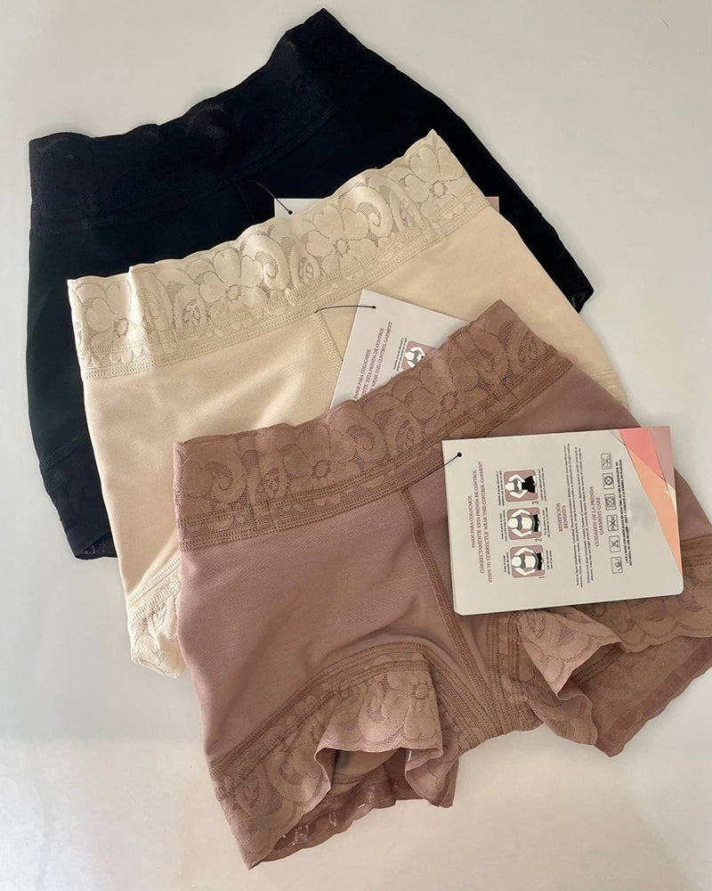 High Waisted Sculpting Tummy Control Butt Lifter Shorts Tan