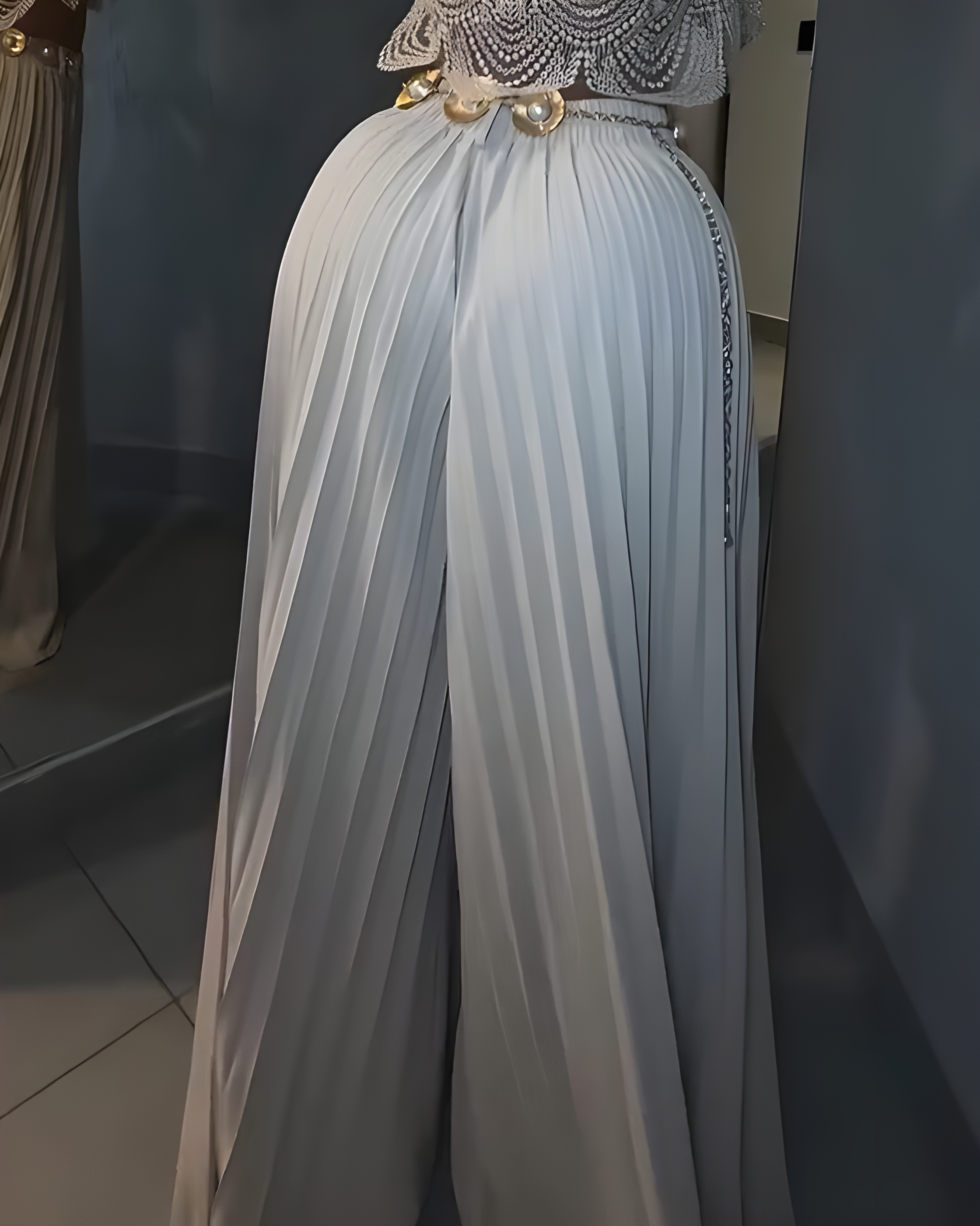Women's Casual Ruched Wide-Leg Pants