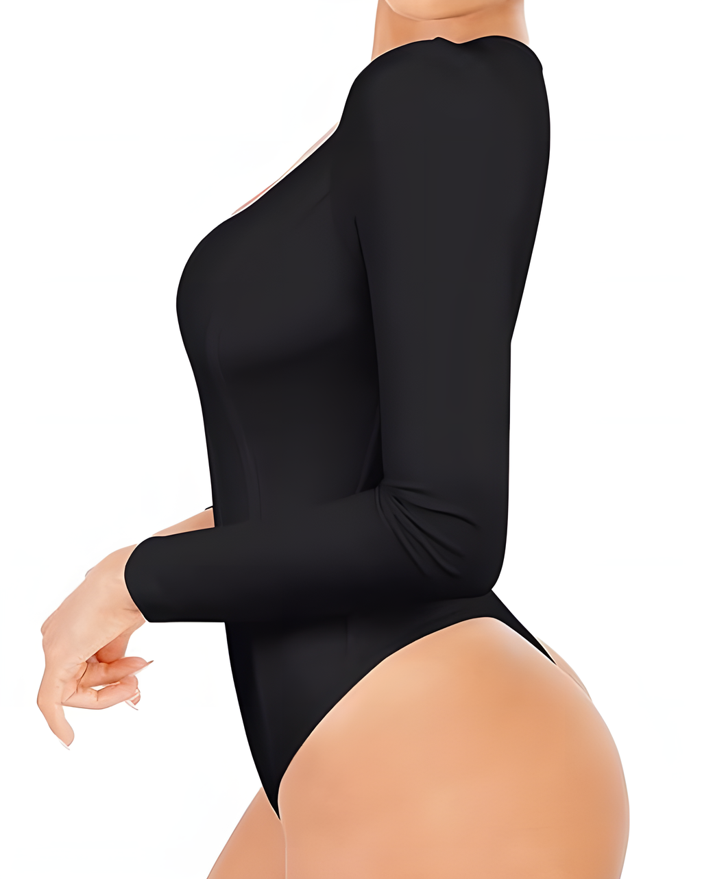 Square Neck Long-Sleeved Shaping Thong Bodysuit