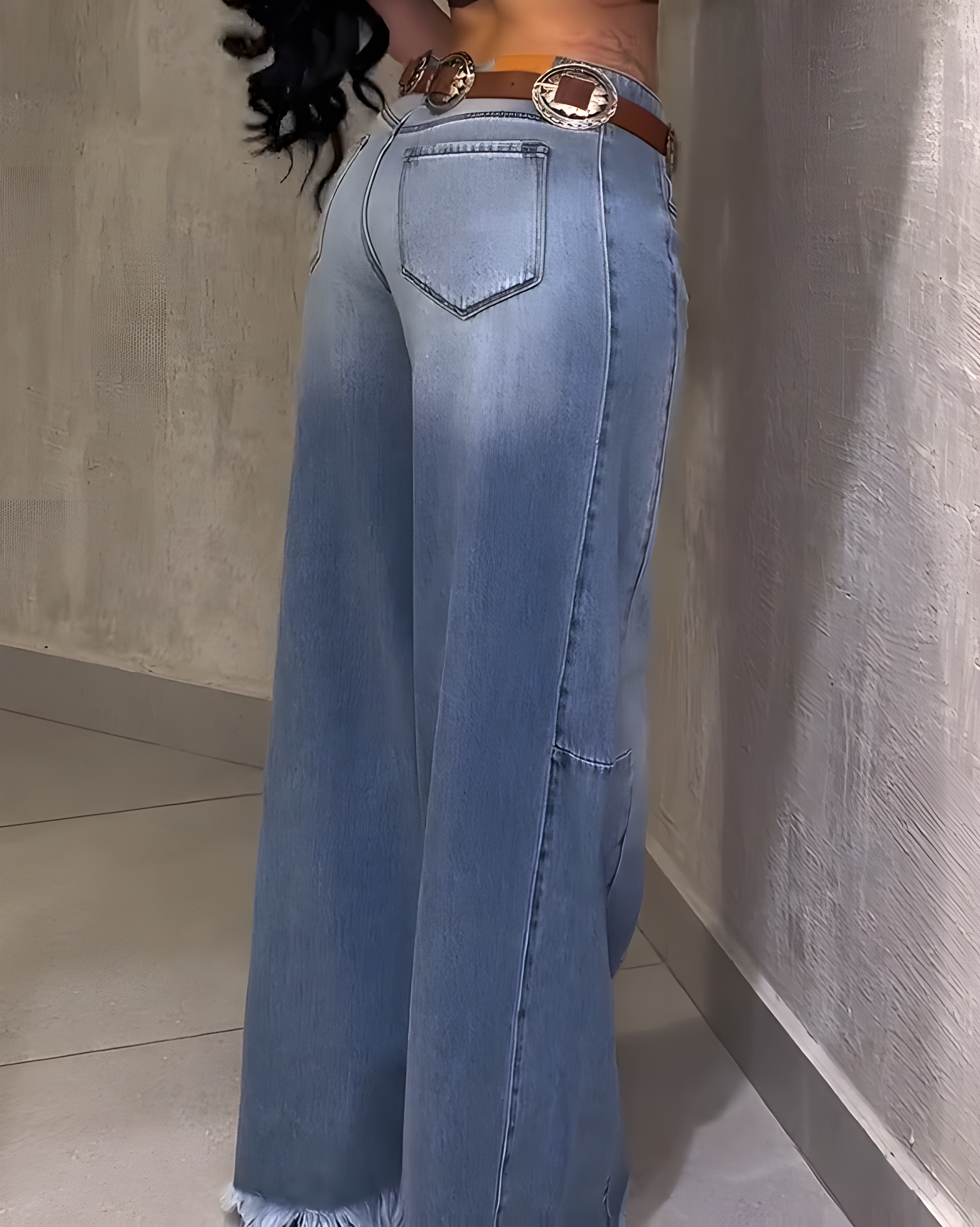 Fashion Frayed Tassel Wide-leg Jeans