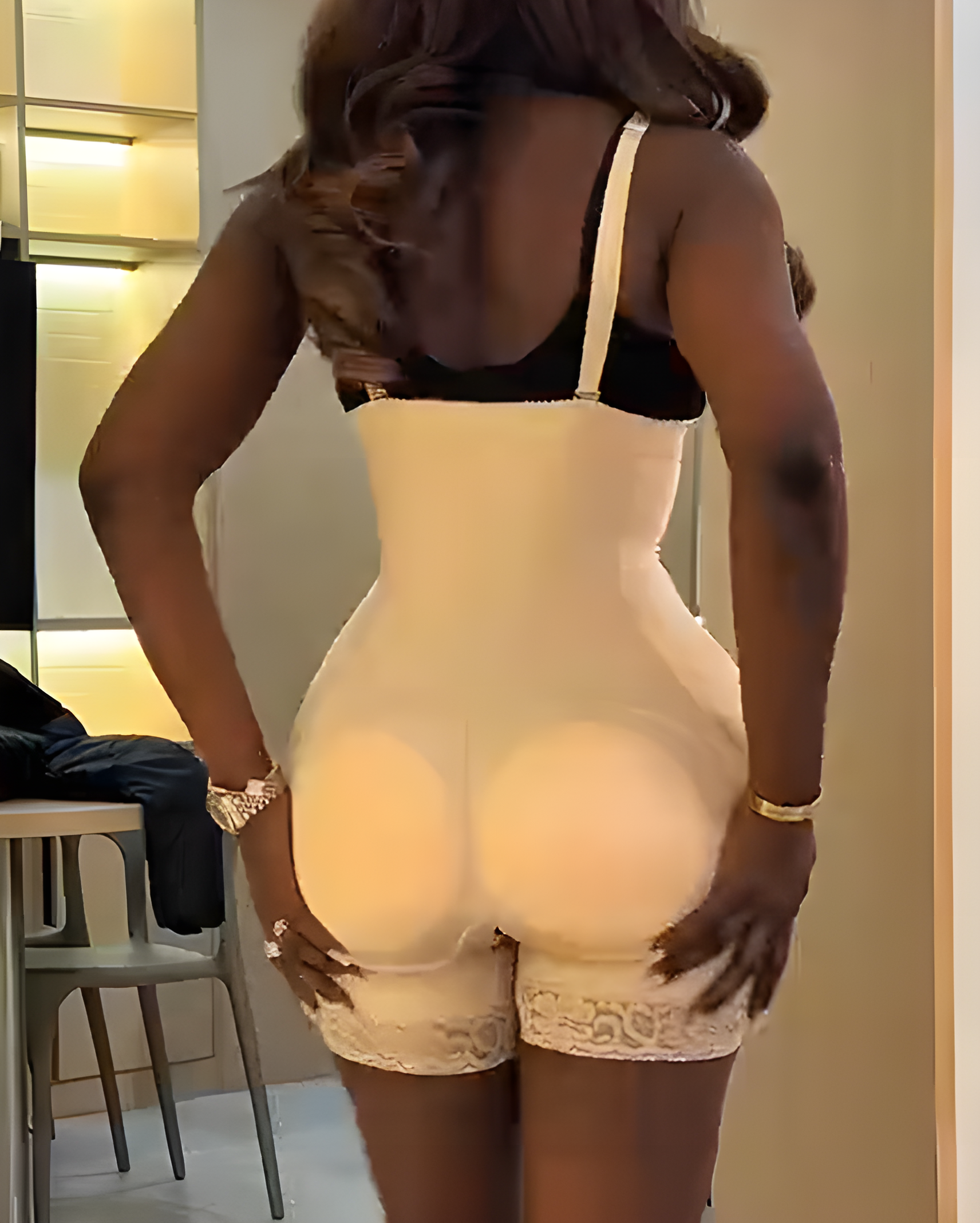 Front Zipper Body Shaper with Hip Pads