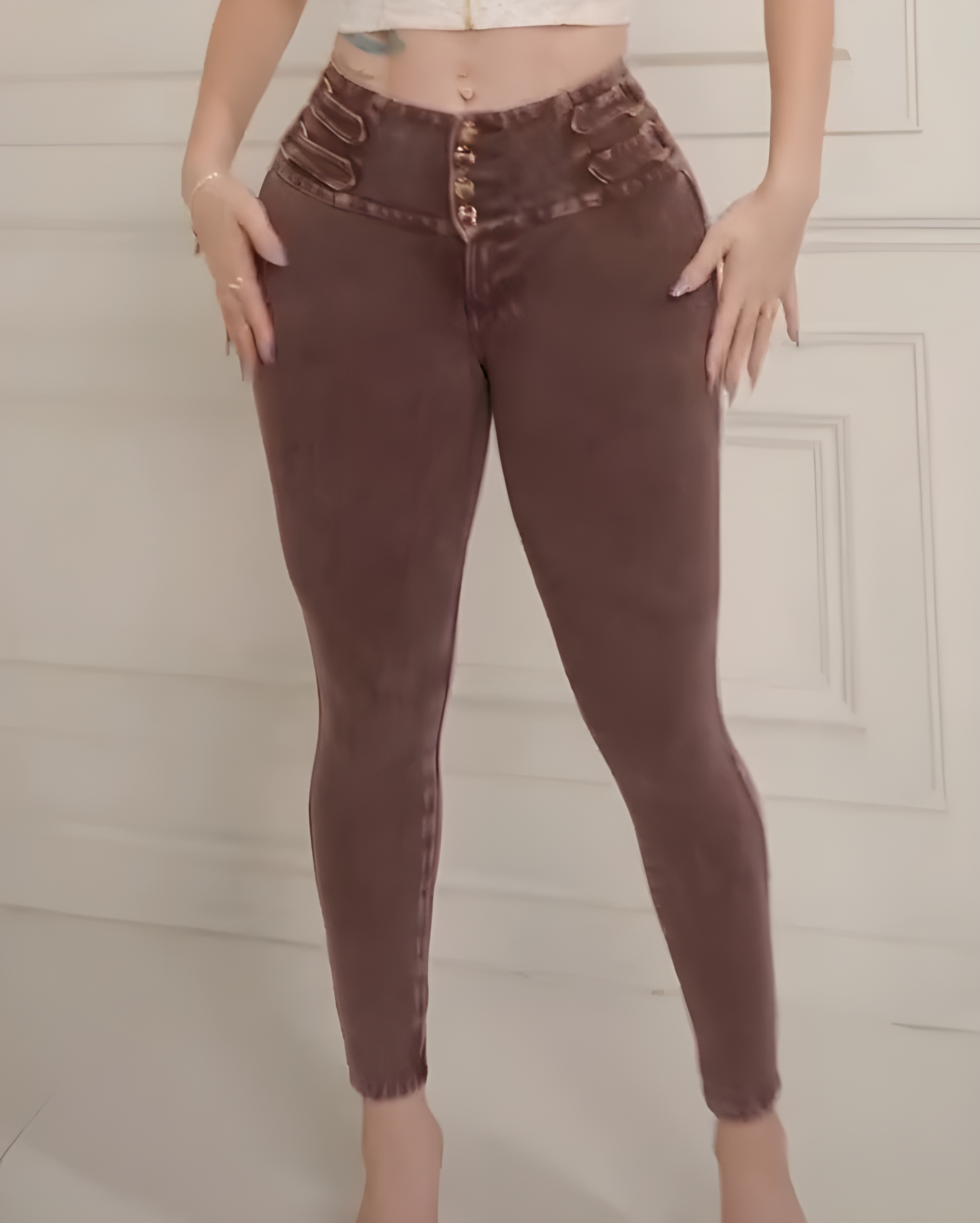 Butt Lifter Slimming Skinny Jeans Brown