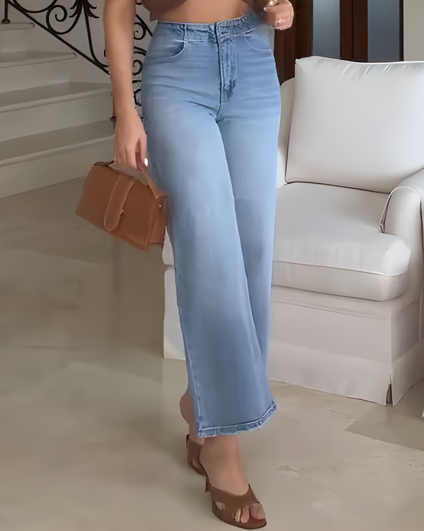Women's Wide-Leg Slim Jeans Lightblue