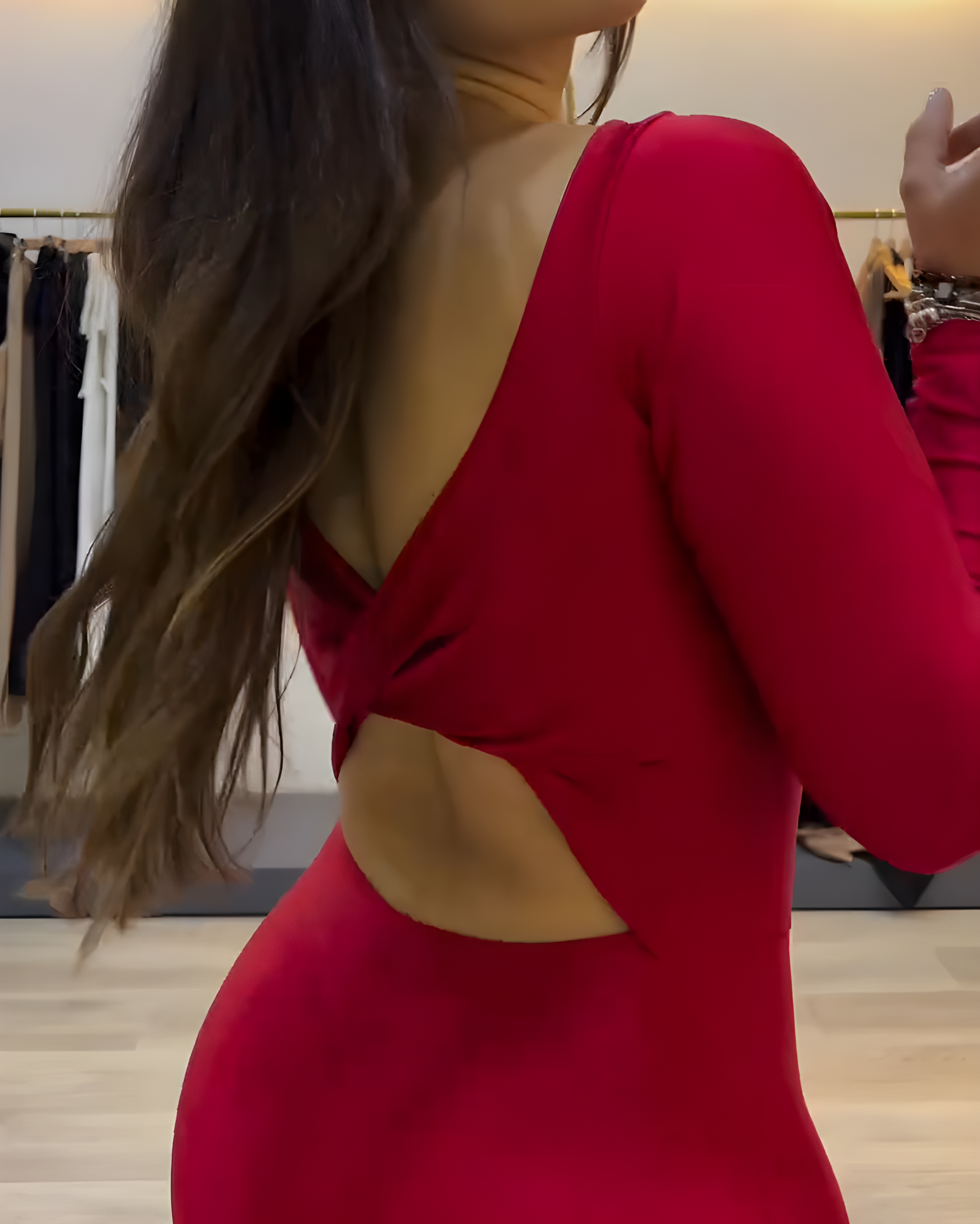 Long-Sleeved Bodycon Flare Jumpsuit