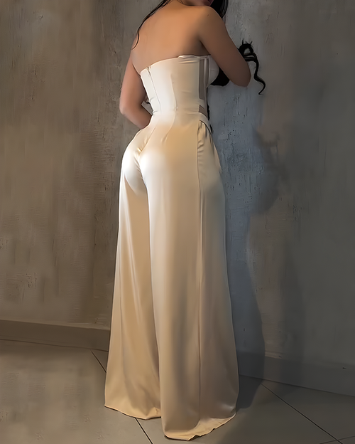 Bandeau Slimming Fit Casual Wide-Leg Jumpsuit