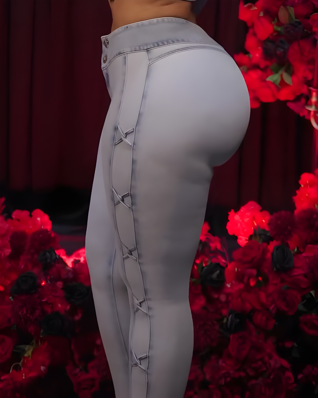 High-Stretch Double-Breasted Skinny Jeans