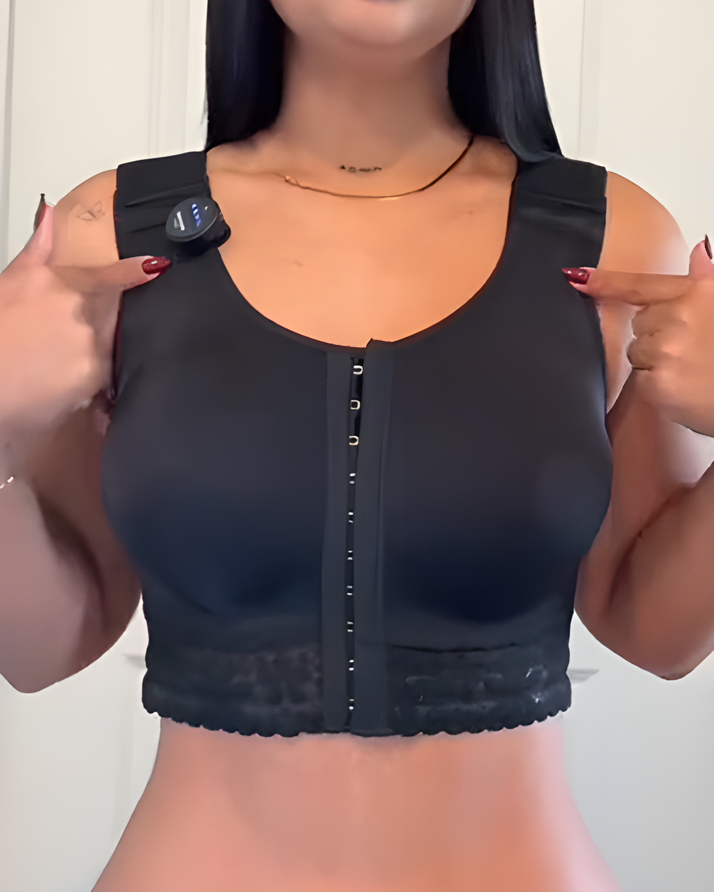 Lace Trims Hook Eye Shaper Bra Black