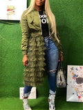 Frilled Mesh Combo Jacket--Clearance Olive 2XL