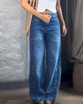 Three-Dimensional Tailoring Washed Jeans Blue