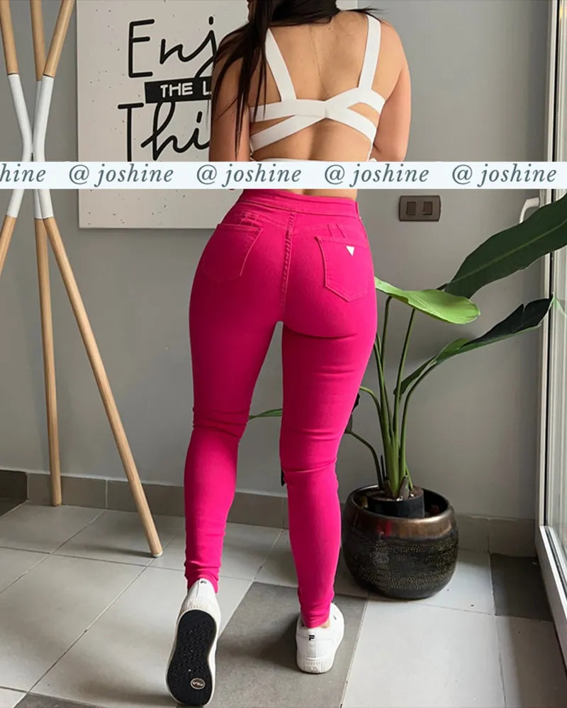 Women Fashion Design Braided Skinny Jeans