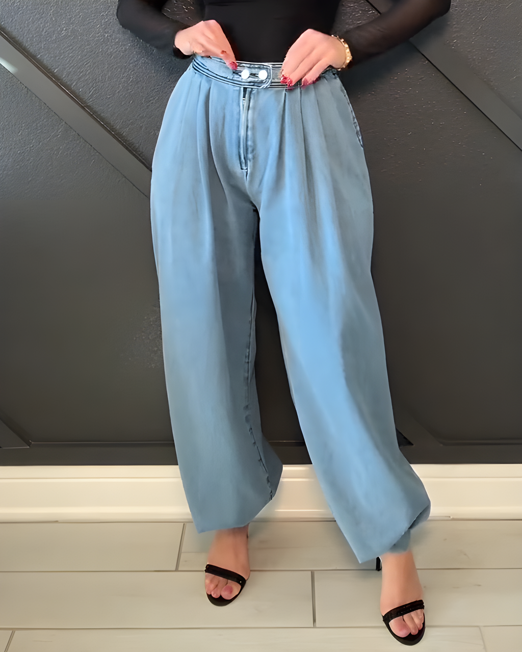 Women's Fashion Baggy Jeans Lightblue