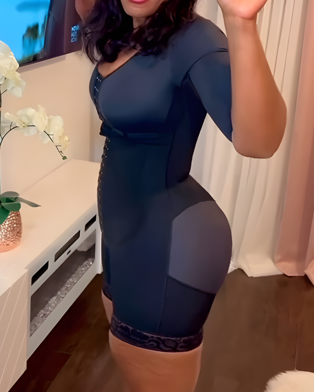 Mid-Length Sleeve Hook-Eye Abdominal Compressions Shapewear