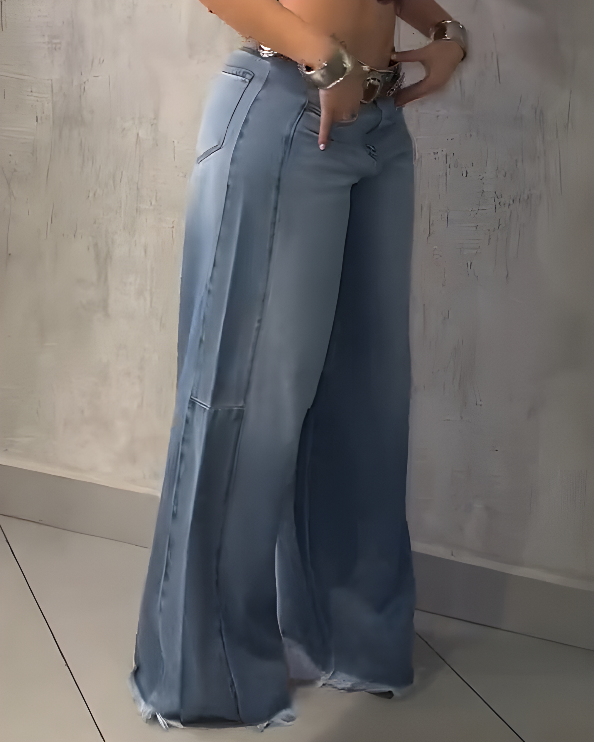 Fashion Frayed Tassel Wide-leg Jeans