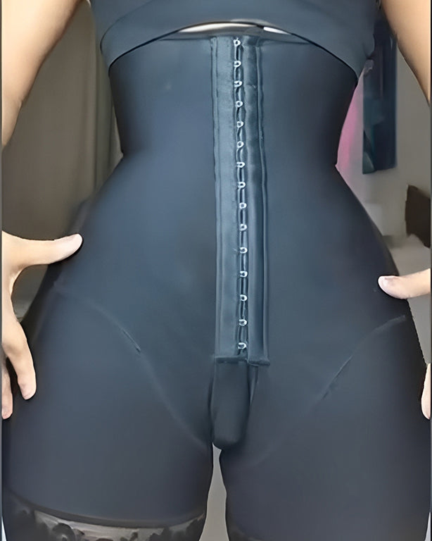 Hook and Eye Sleeveless Belly Compression Body Shaper Black