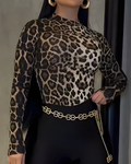 Women's Long-Sleeved Leopard Print Top Peru