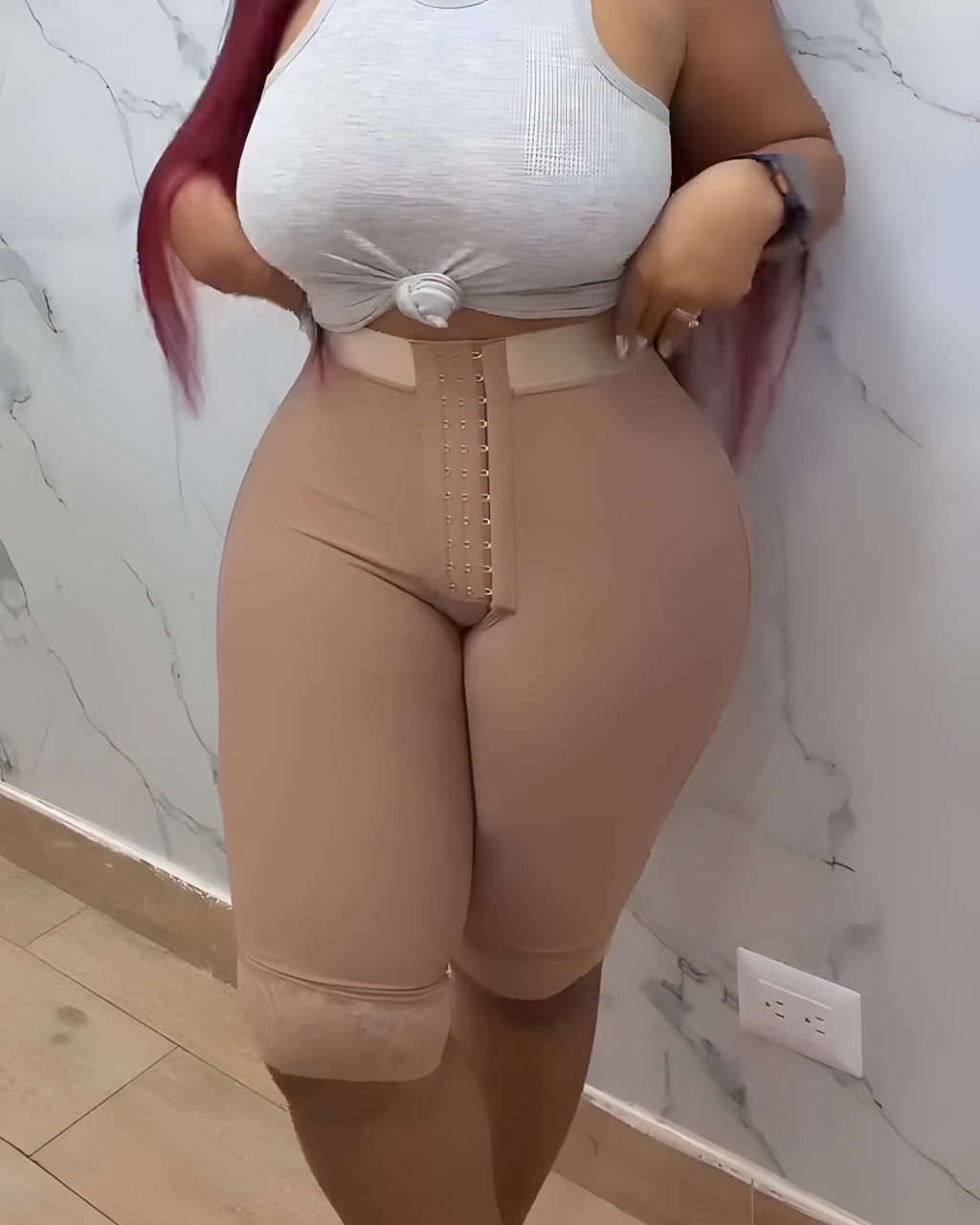 3-Row Hook Eye Butt Sculpting Mid-Length Pants