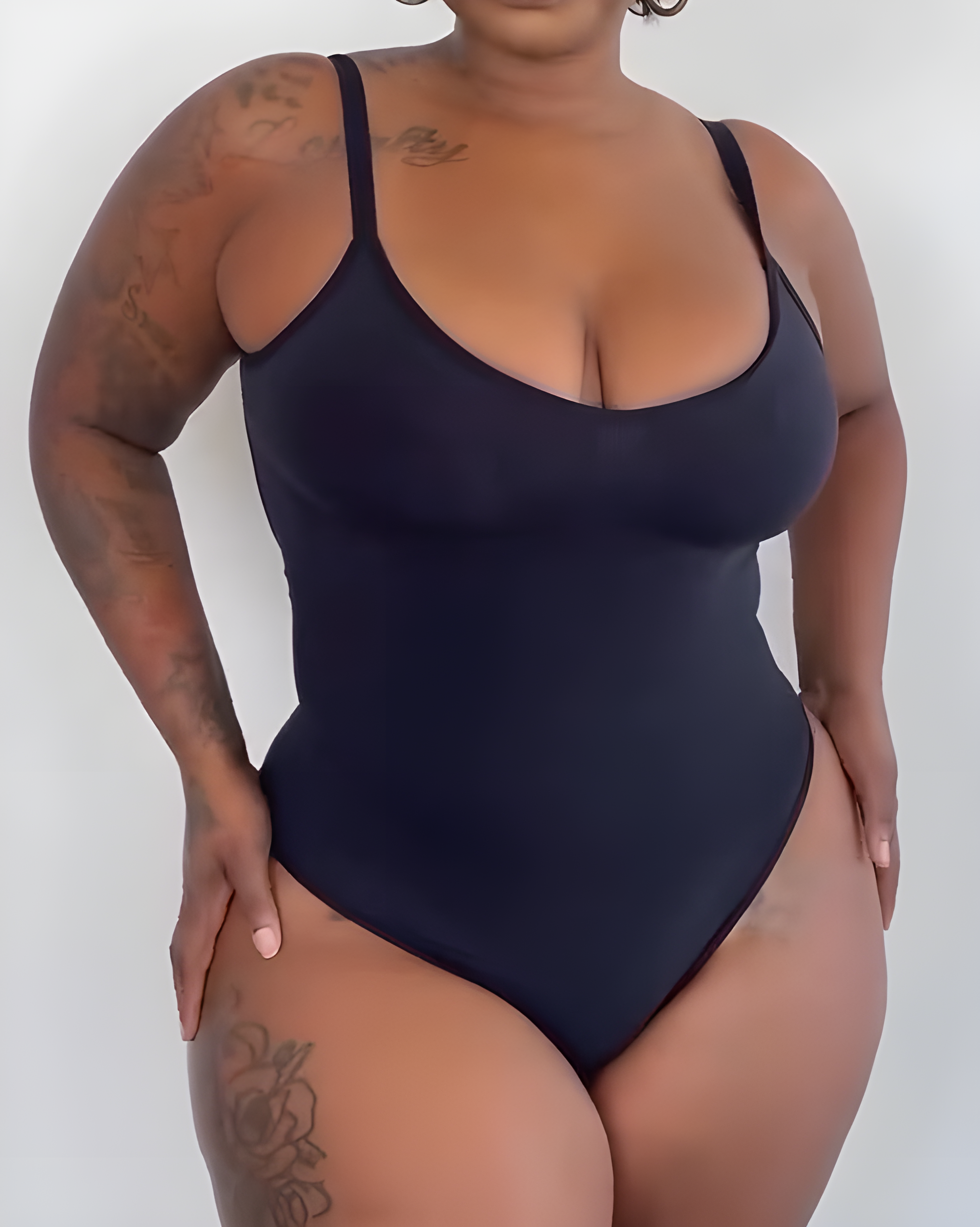 Backless Seamless Shapewear Thong Bodysuit Black