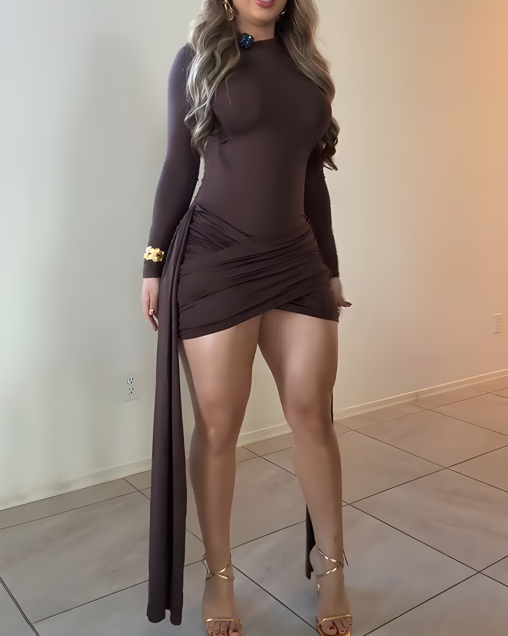 Long-Sleeved Body-Fitted Bodycon Dress