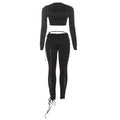Jira Black Lace Up Two Piece Set